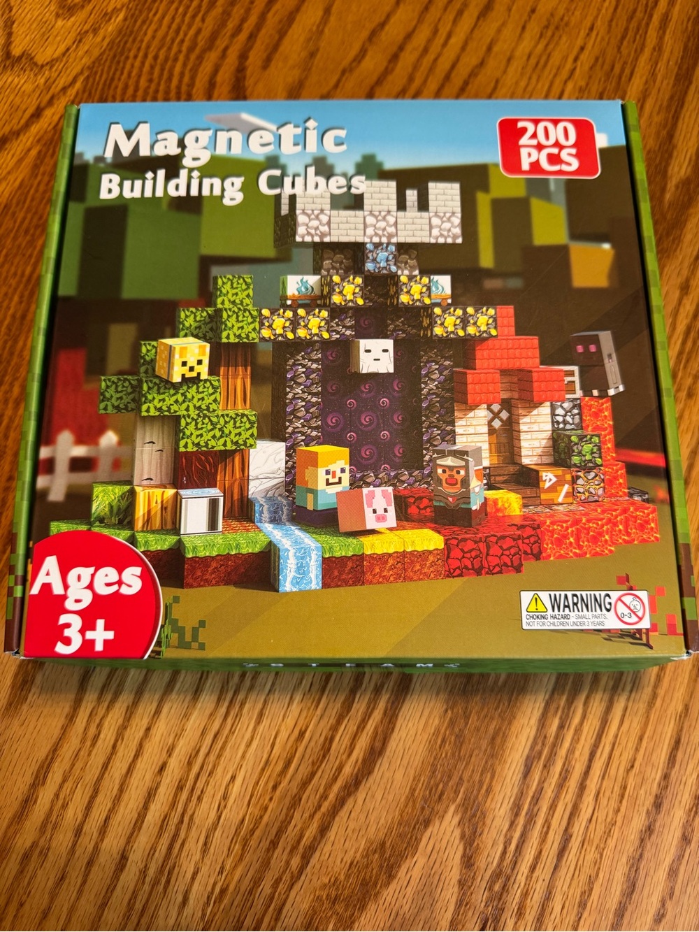 MineCraft Magnetic Building Cubes 200-Piece Magnetic Blocks Set - Multicolor